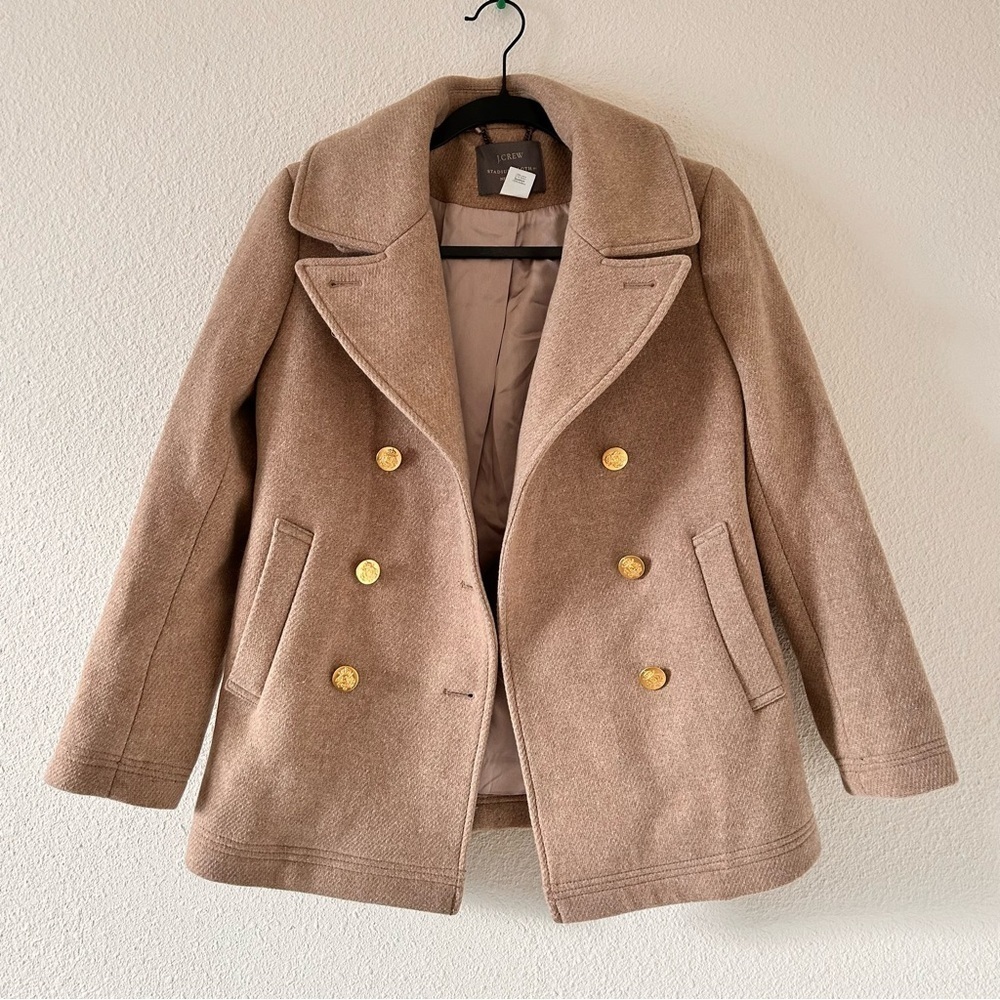 J. Crew Majesty PeaCoat Wool Blend Sandstone Women Size 4P